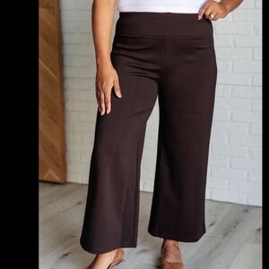 Dear Scarlett Dark Brown Cropped Wide Legged Pants